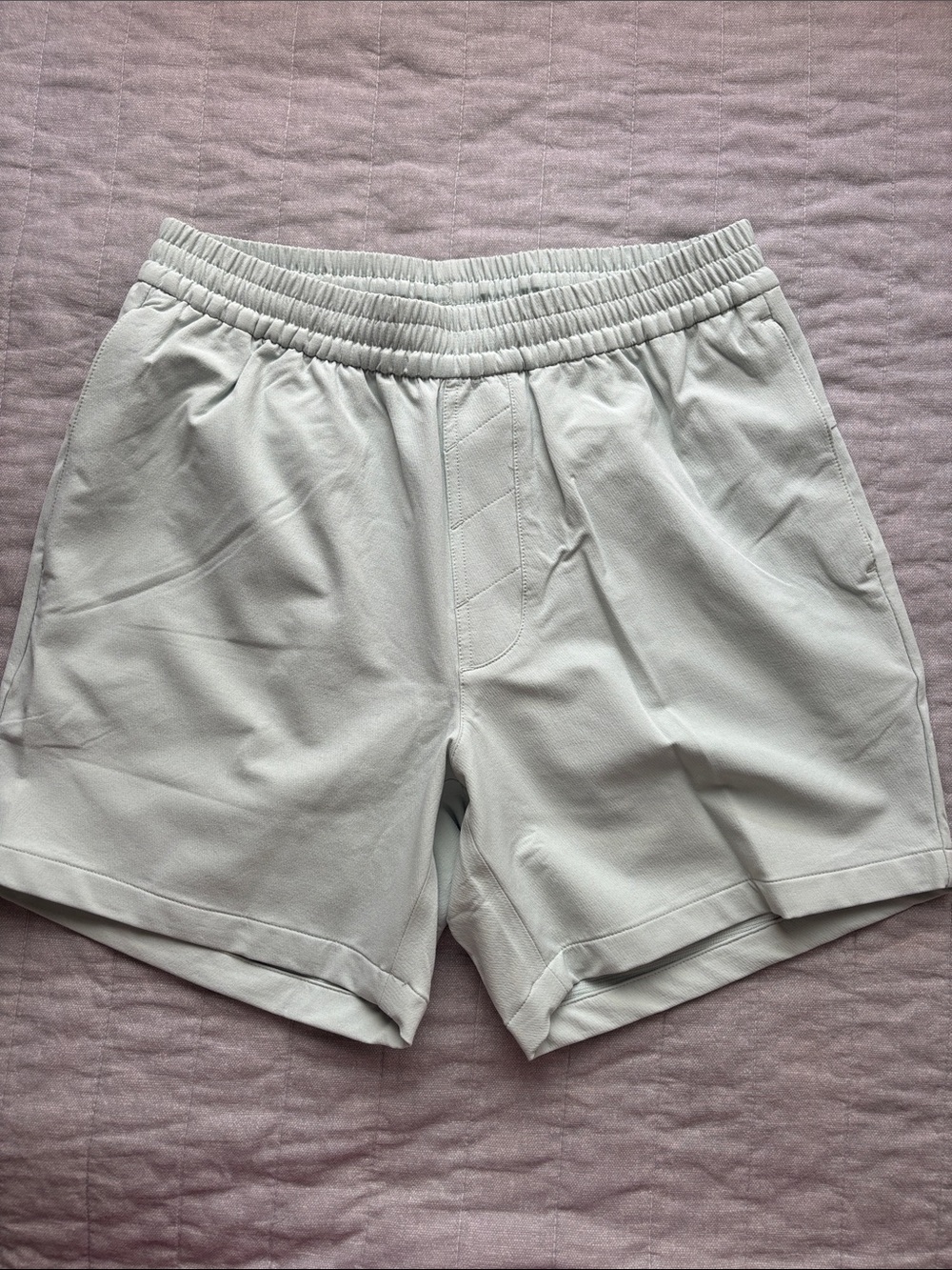 Outdoor Voices Pale Sage Green Athletic Shorts with Elastic Waistband
